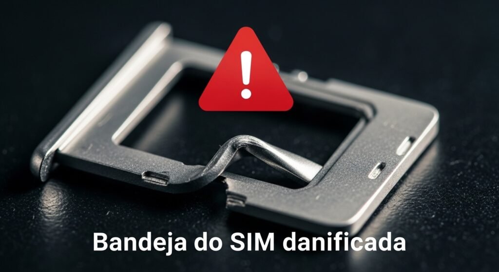 Bandeja de chip de celular danificada por uso incorreto