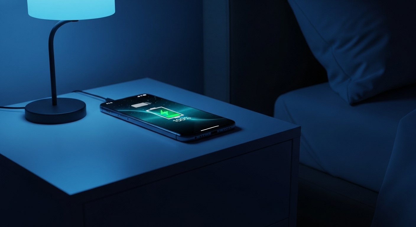 Carregando celular a noite