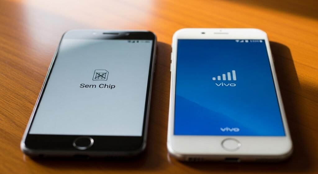 Celular sem sinal e celular com sinal de rede