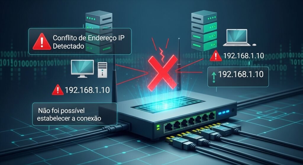 Conflito de endereços IP impedindo conexão