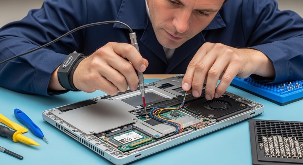 Consertando a placa de rede interna do notebook