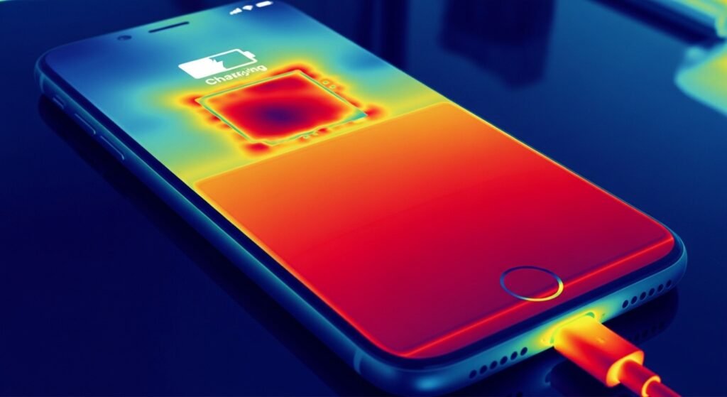 Mapa de calor de um smartphone durante o carregamento rápido