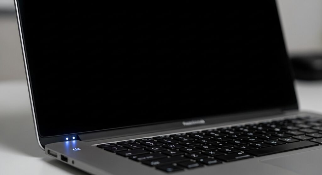 Notebook com tela preta mas luzes de energia acesas