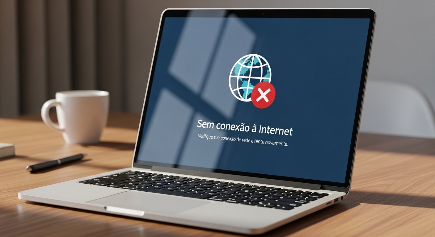 Notebook exibindo erro de conexão Wi-Fi
