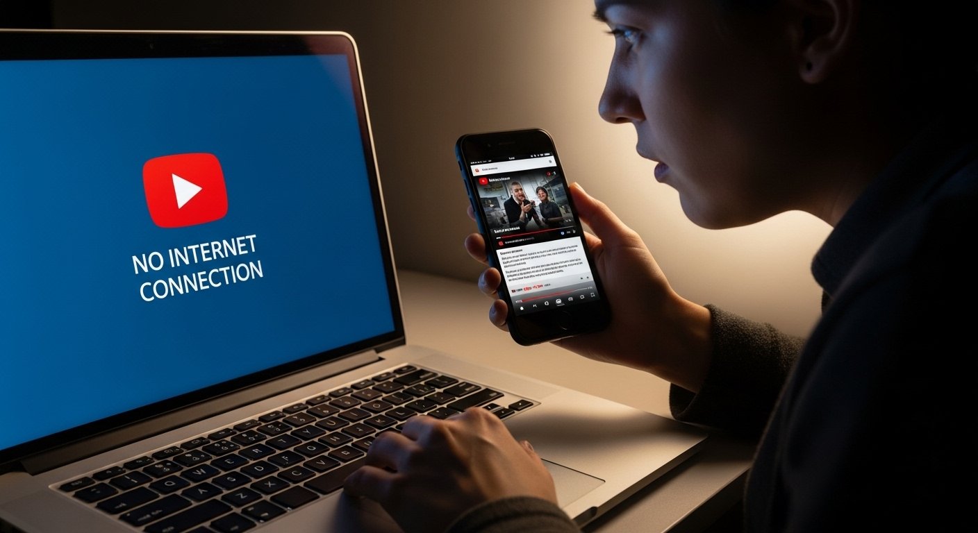 Notebook sem internet ao lado de celular funcionando o Wi-Fi
