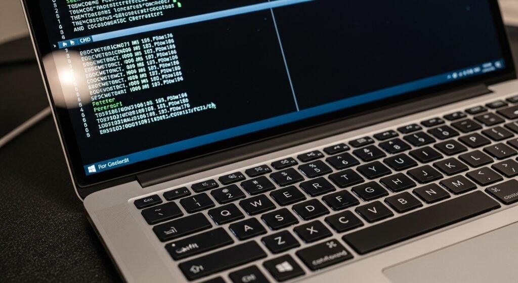 Prompt de comando do Windows sendo usado para resetar configurações de internet