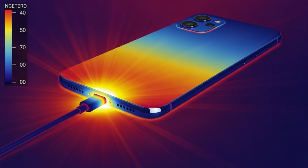 Representação térmica de calor em um smartphone durante o carregamento