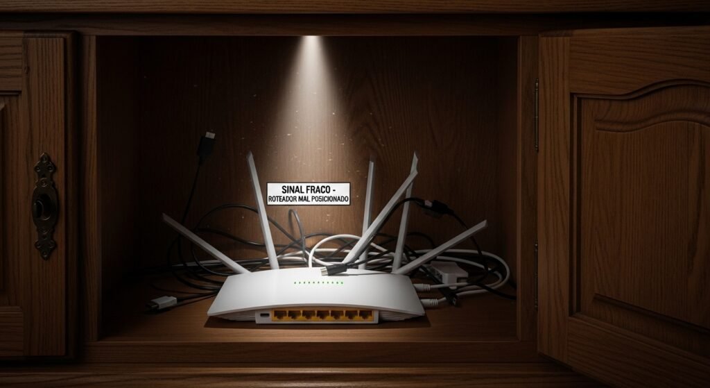 Roteador de Internet mal posicionado