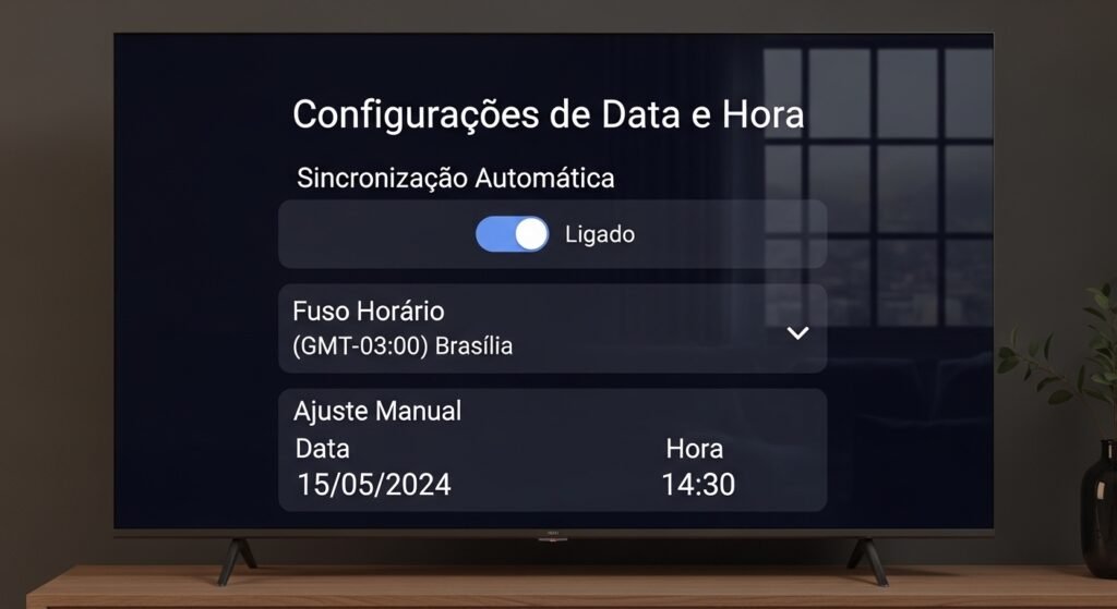 Sincronização de Data e Hora smart tv