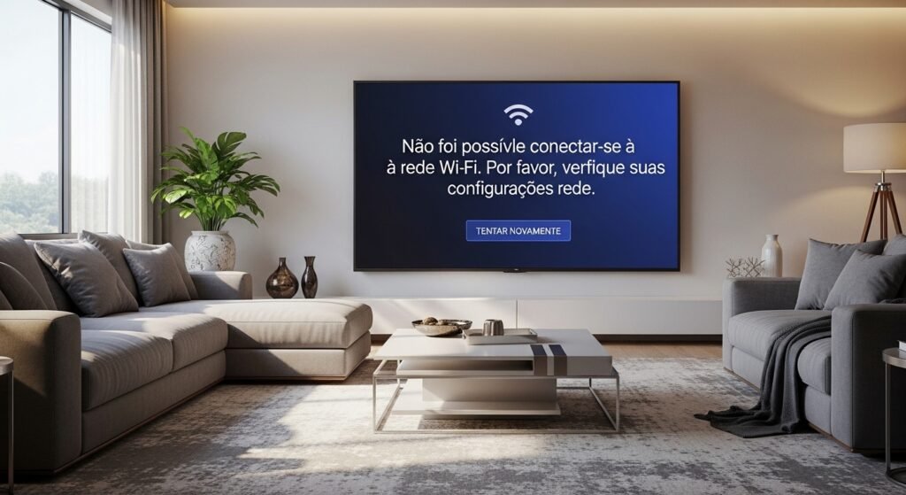 Smart TV exibindo erro de conexão Wi-Fi