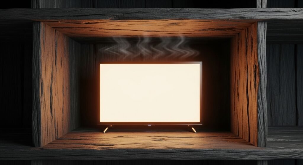 Smart TV instalada em local apertado sem ventilação