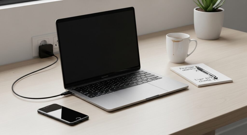 Verificação de energia do notebook