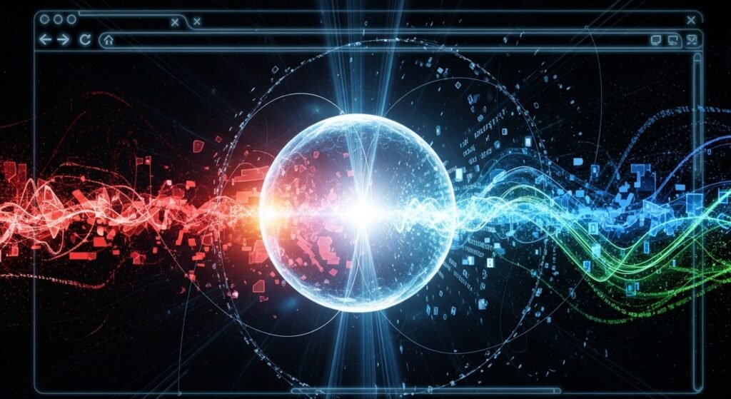 Visualização abstrata de limpeza de arquivos corrompidos e cache no navegador de internet