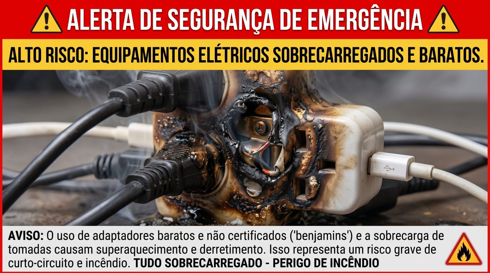 Alerta visual de urgência perante o alto risco de equipamentos baratos