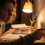 Pessoa preocupada e estressada encostando a mão em um carregador de celular de parede que está superaquecendo na tomada.