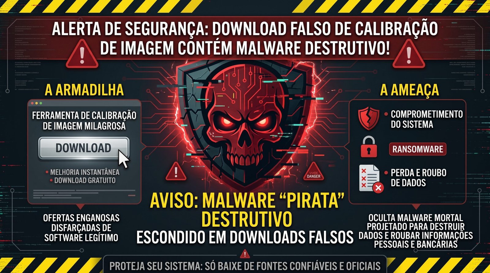 Poderoso alerta visual de segurança cibernética