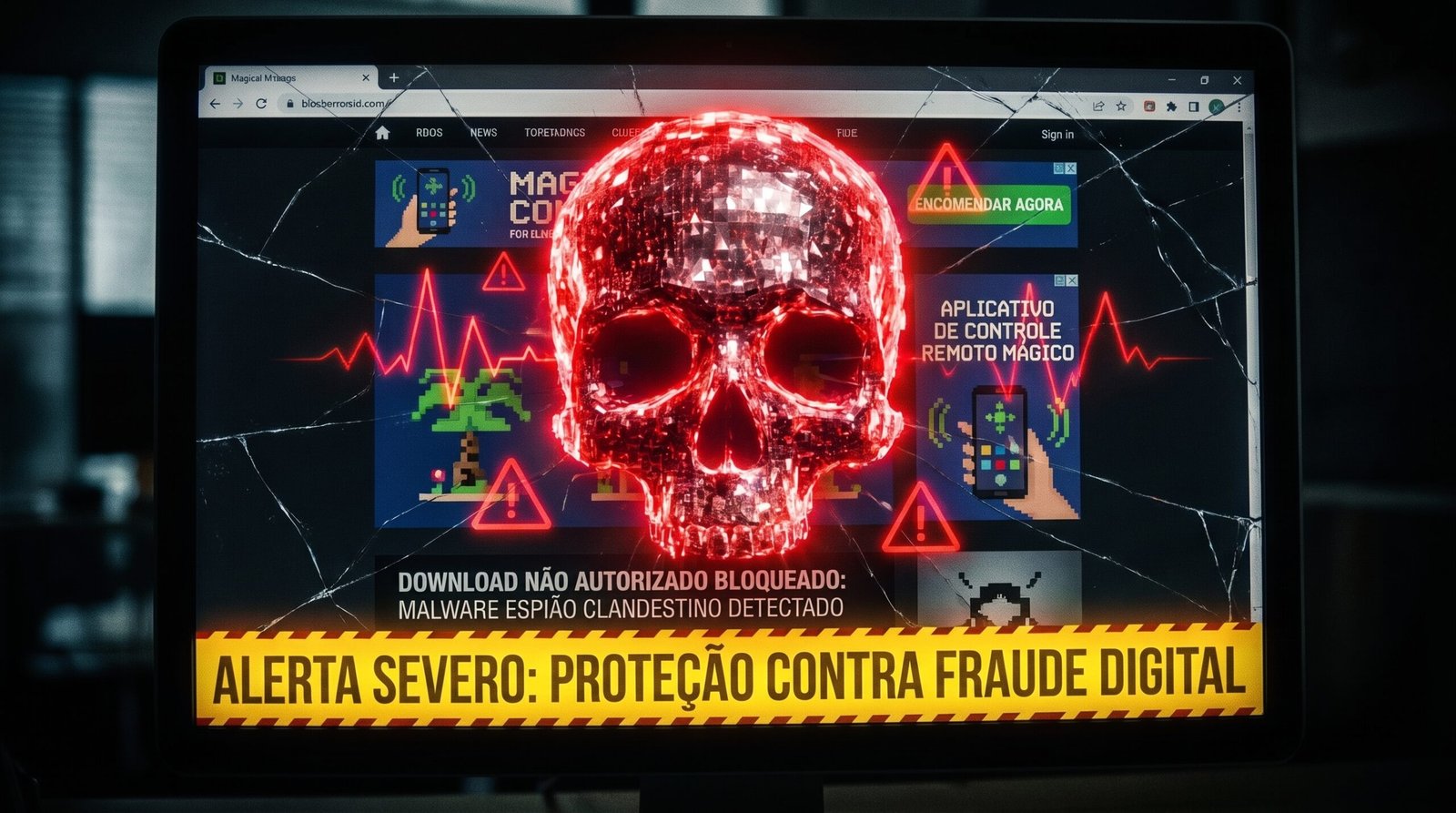 alerta visual de proteção contra estelionato digital no mercado eletrônico