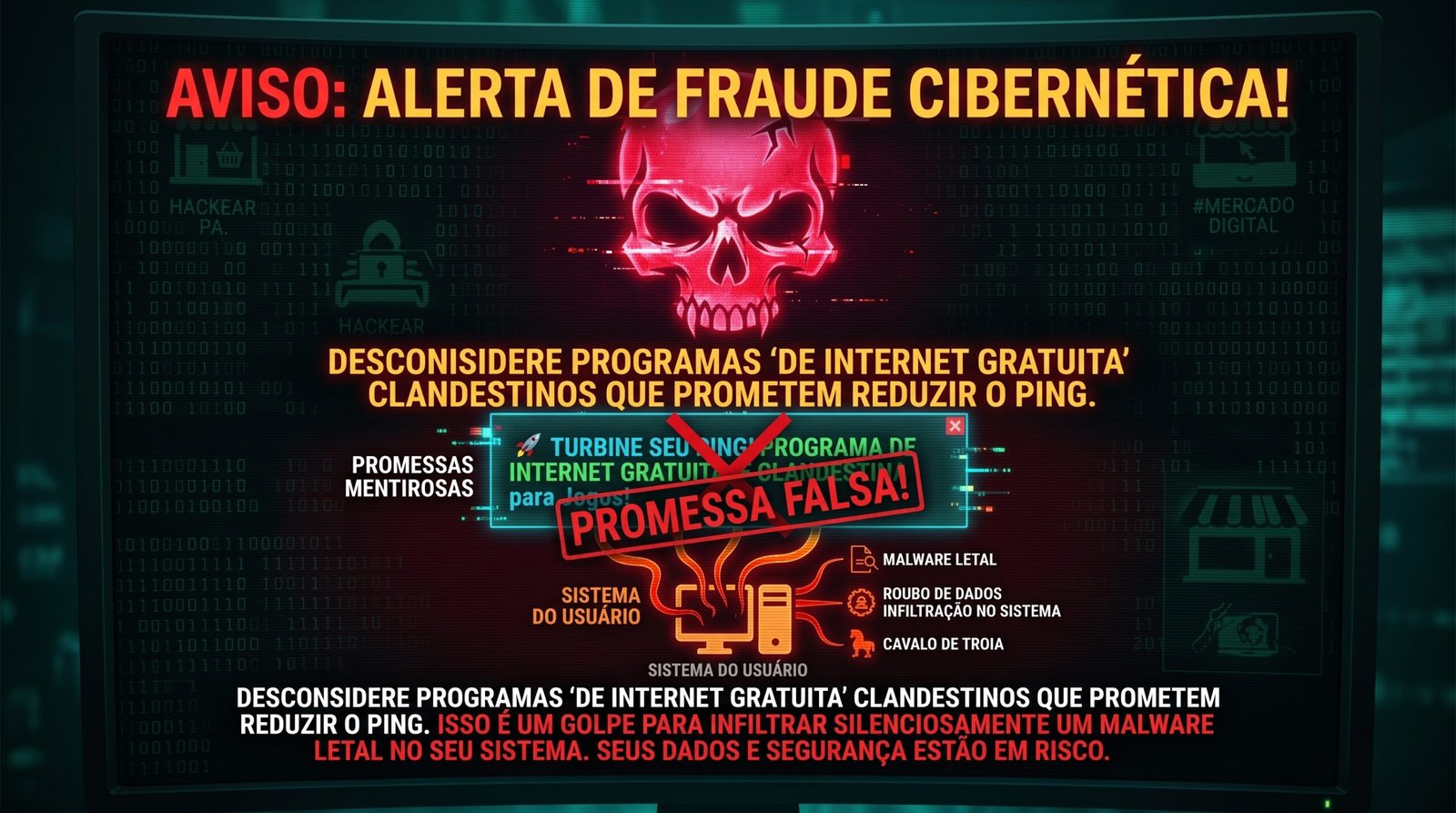 alerta visual de segurança contra estelionato digital cibernético no mercado