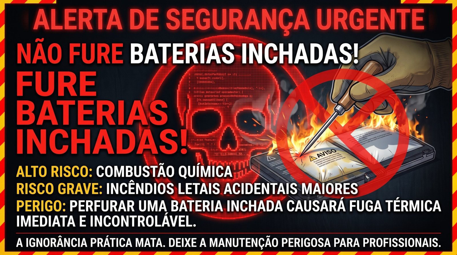 alerta visual de urgência perante o alto risco de manutenção perigosa em casa