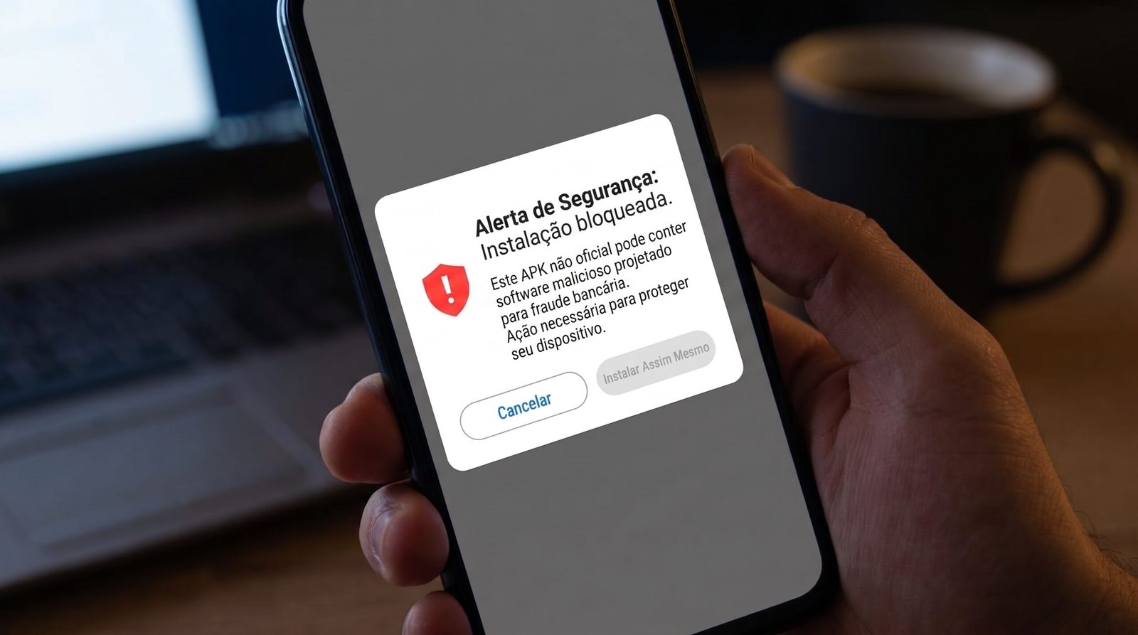 Alerta de segurança bloqueando o download de arquivo APK não oficial