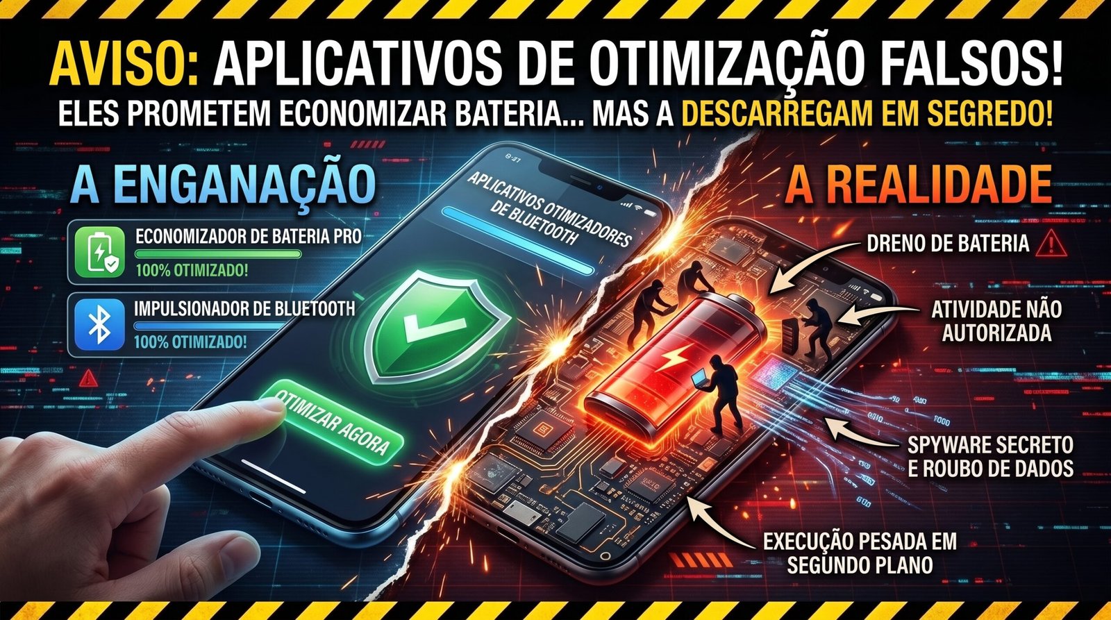 Alerta sobre o risco de instalar aplicativos falsos