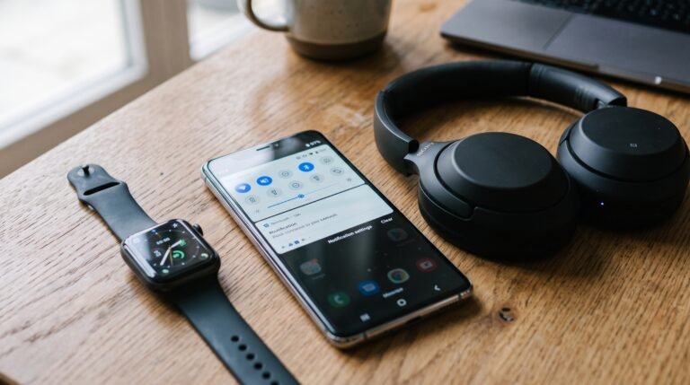 Smartphone moderno exibindo o ícone de Bluetooth ativado na tela