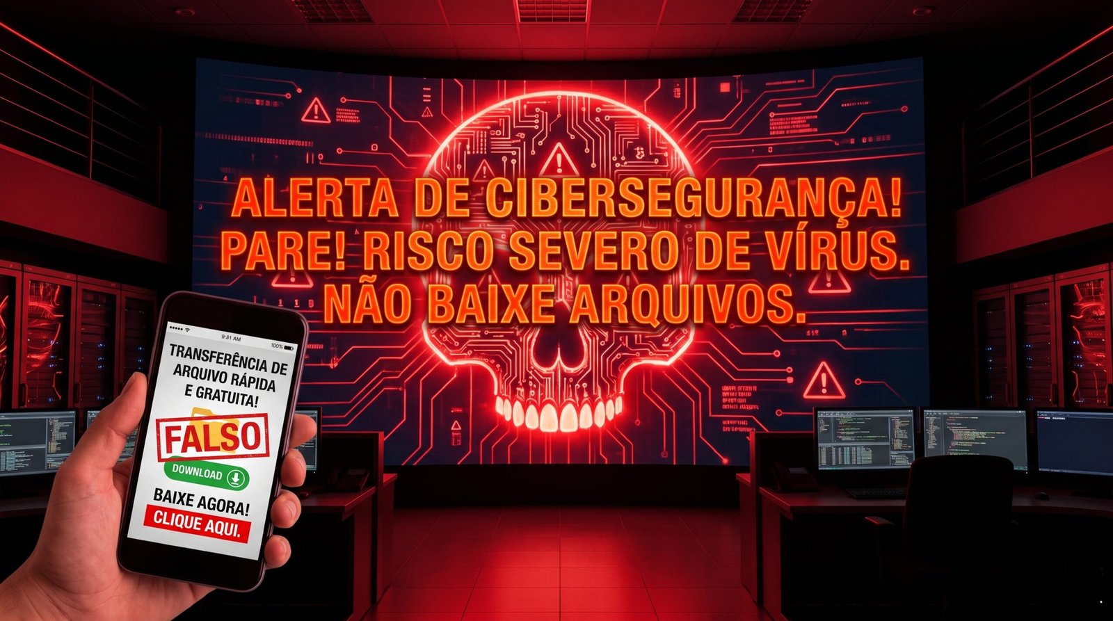 alerta visual focalizando na cibersegurança do cidadão digital