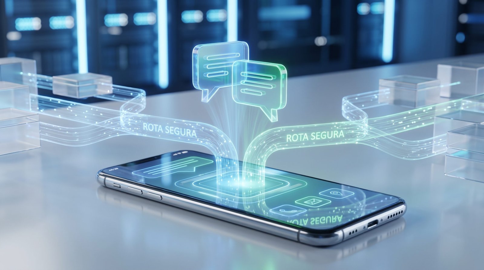 projeções holográficas de ícones da aplicação de mensagens do whatsapp